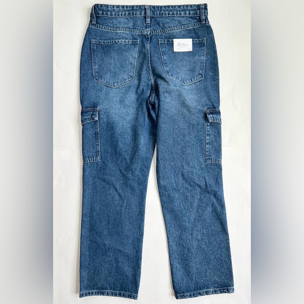 KanCan New Cargo Jeans Exposed Button Fly Straight 100% Cotton KC7893M Size 9/28 - Picture 8 of 12